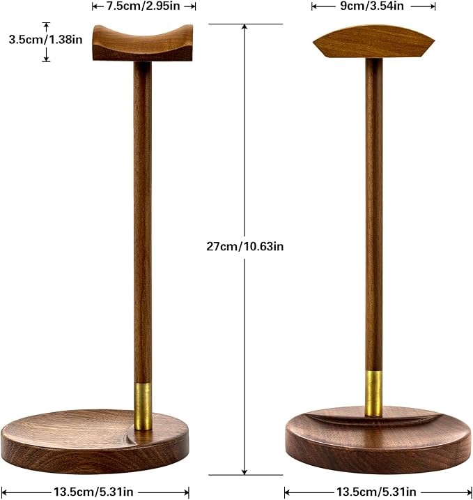 Headphone Stand for Desk, Solid Wood Headset Hanger Gaming Holder, Desktop Earphone Artful Functional Craftsmanship Stand for All Headsets with Solid Wooden Base