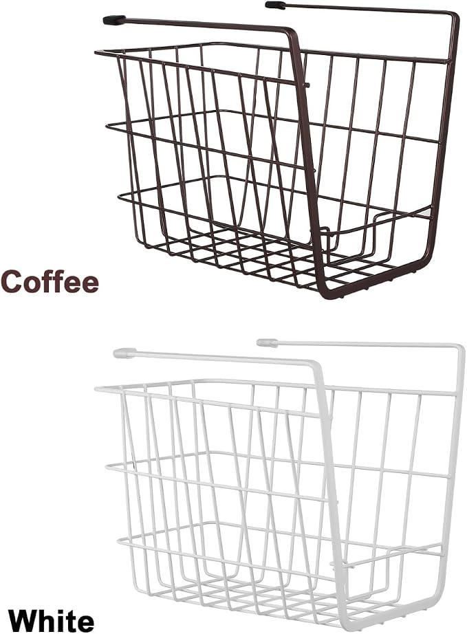 PRETYZOOM 2 Pack Under Shelf Wire Basket, Under Cabinet Hanging Metal Storage Basket, Space-Saving Organizer Solution for Kitchen, Bathroom, Bookshelf, Office, Desk (10x6.5x8 inch)