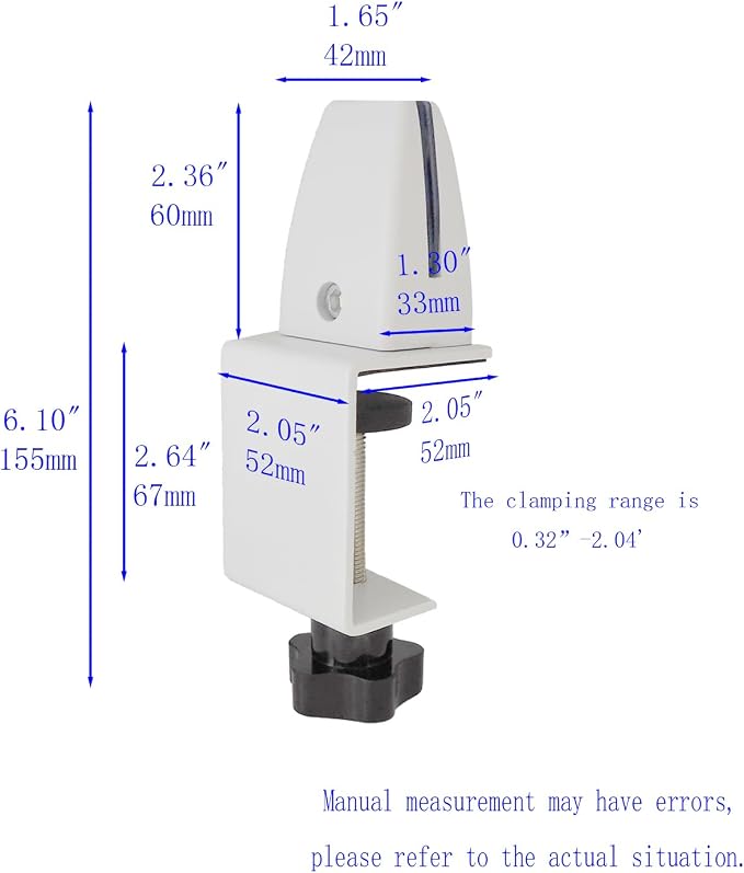 Desk Divider Clamp For 1/8" To 0.51" Panel, Adjustable Desk Partition Clamp For 0.32" To 2.04" Desktop, Standing Desk Accessories For Desk Privacy Folders, White Sneeze Guard Holder 4-pack