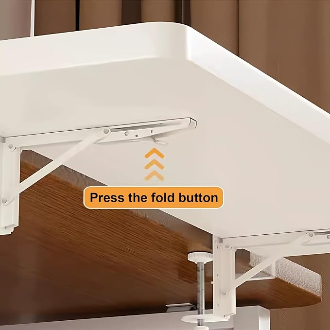 Clamp-on Flush-Mount Desktop Tray,Drill-Free Side Extension Board,90-Degree Folding Design,50 Lb Load Capacity,Suitable for Office, Study, and Gaming Desks(White,100cm/39.4in)