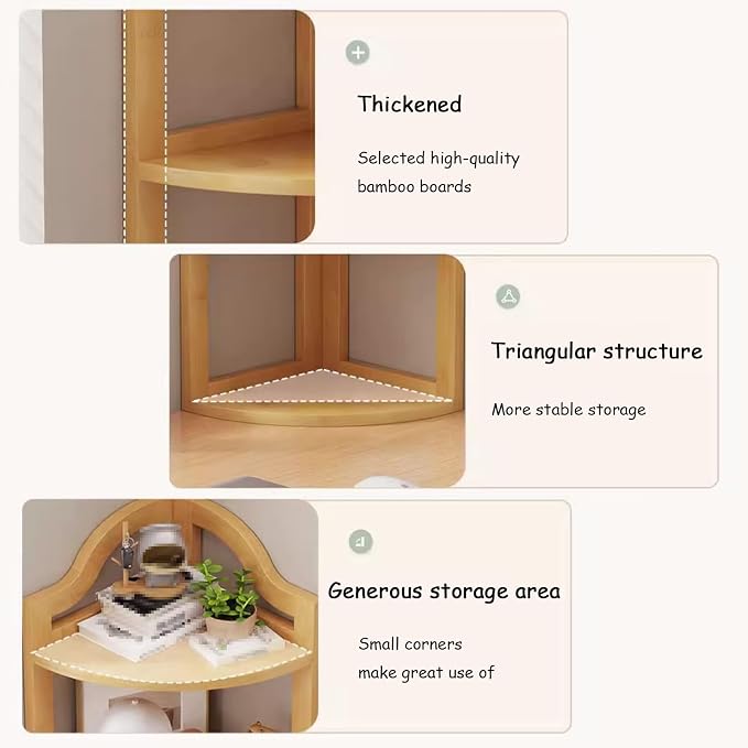 Desktop Bookshelf, Corner Shelf, Space-Saving Desk Storage Rack, Open Bookcase for Organization in Home or Office, 3-Tier Design