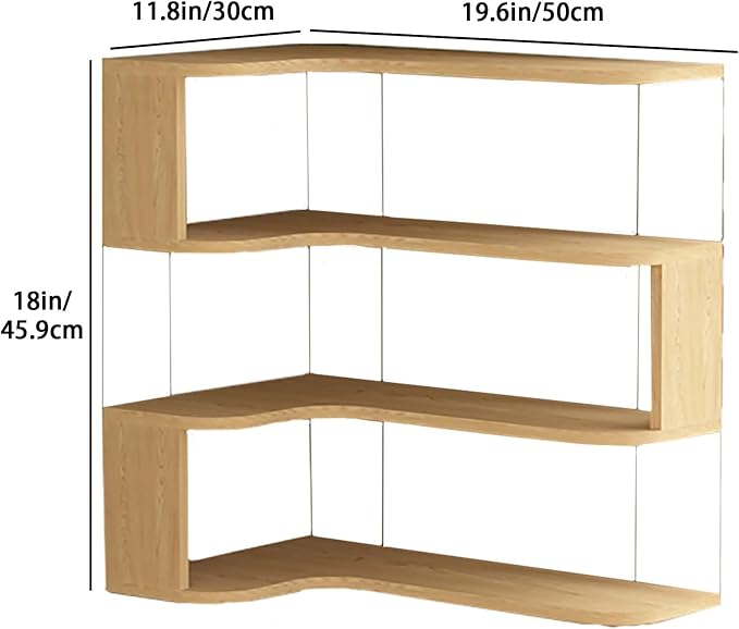 Desktop Organizer Shelf, Multi-Tier Space Saving Bookshelf with Corner Storage Design, Wooden Desk Rack, Countertop for Home Office Dorm(Wood Grain,19.6 * 11.8 * 18in)