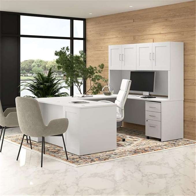 Bush Business Furniture Hampton Heights 42W Computer Desk Return in White, Attachment for Right or Left-Handed L Shaped Work Surface