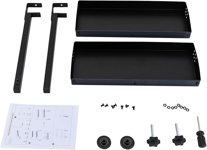 16 inch Clamp on Desk Shelf, 2 Tier Shelving Unit Above or Below Desk, Desk Extension Organizer, Modern Desktop Display Shelf for Desktop Accessories, Office Organization