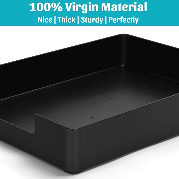 Letter-Size Tray Desk Letter Tray Paper Tray, Sturdy Heavy-Duty Plastic Printer Paper Tray, Single-Tier Stackable File Storage Organizer for Office Home (Black ×2)