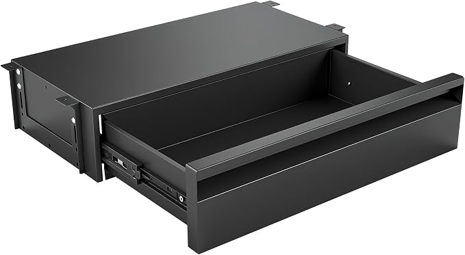 POPMOON 16.6 In Under Desk Drawer For Desk,Adjustable Height, Pull out Storage Organizer with Slide Extension Mounted Under Flat Wooden Table or Workbench, Carbon Steel Hidden Desk Drawer