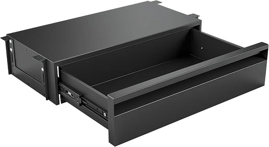 POPMOON 16.6 In Under Desk Drawer For Desk,Adjustable Height, Pull out Storage Organizer with Slide Extension Mounted Under Flat Wooden Table or Workbench, Carbon Steel Hidden Desk Drawer