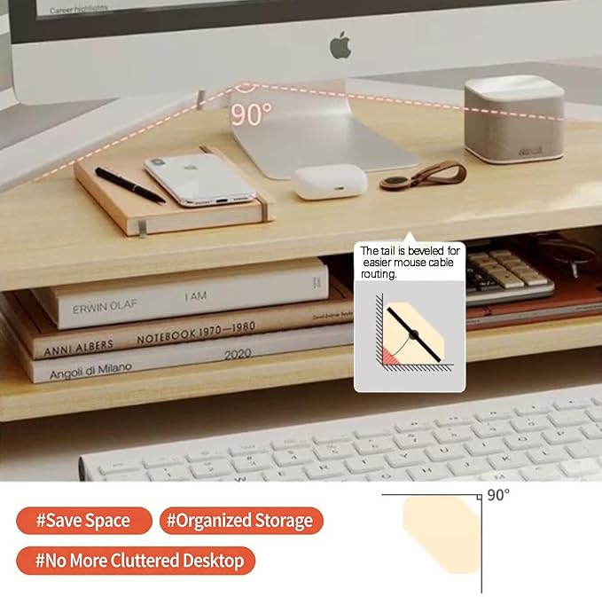 Corner Monitor Stand with Storage Space Triangle Riser Combo Desktop Corner Shelf with Cup Holder Pegboard Office Desk Accessories and Organizer for Office & Home,White,Single Layer