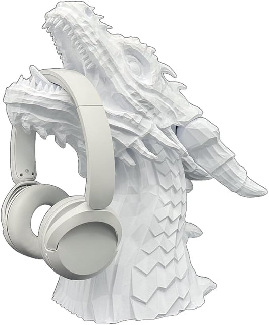 Dragon Headphone Stand, Dragon Headphones Holder, Dragon Statue, Gamer Gift, 15" Tall, Headphones Stand for Gamers (White, Regular (12" Tall))