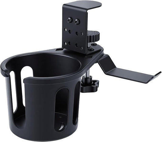 DecBeLiv 360° Rotating Cup Holder wiht Hook Under Desk Anti Spill Space Saving for Home Office Camping