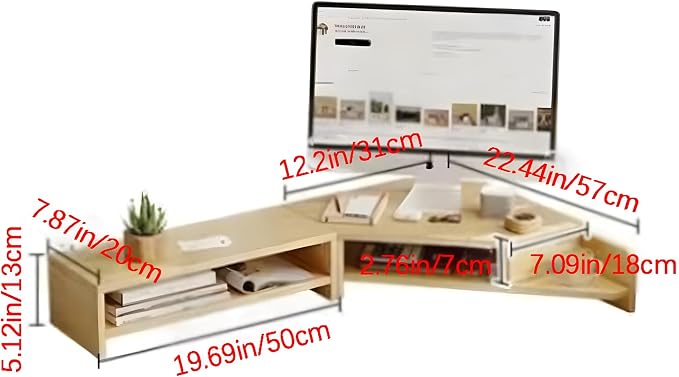 Corner Monitor Stand with Storage Space Triangle Riser Combo Desktop Corner Shelf with Cup Holder Pegboard Office Desk Accessories and Organizer for Office & Home,Black,Double Layer