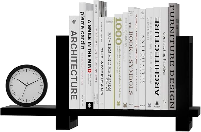 100% Solid Wood Adjustable Desktop Bookshelf, Retro Tabletop Bookshelf, Desk holder Shelf for Living Room, Home, Office, Perfect for Magazine, Books, Cookbooks, No Tools Required to Assemble (Black)