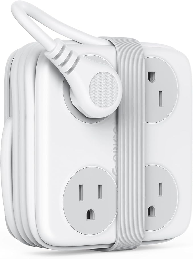 5 Ft Extension Cord with 3 USB Ports, ORICO Power Strip for Desktop, 4 Side Outlet Extender(8 AC) & Flat Plug, 11 in 1 Charging Station for Home/Office/Dorm - AP3 PRO