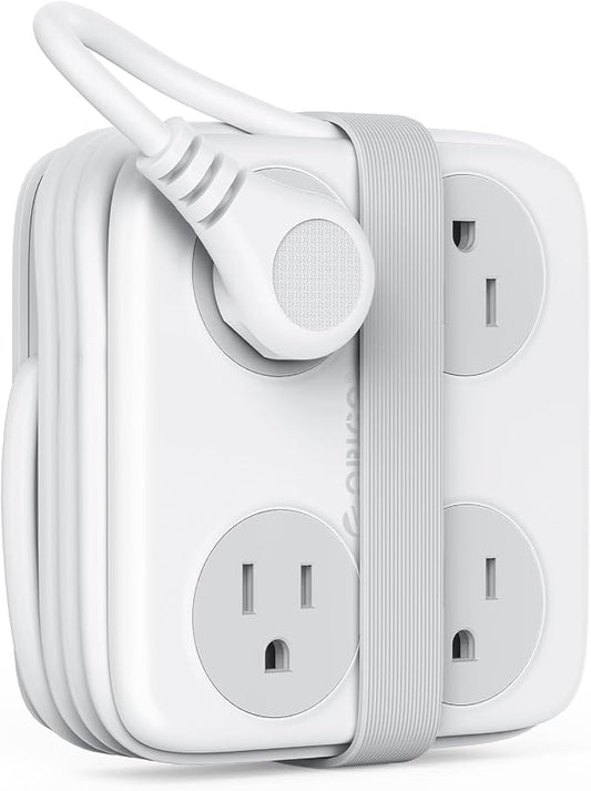 5 Ft Extension Cord with 3 USB Ports, ORICO Power Strip for Desktop, 4 Side Outlet Extender(8 AC) & Flat Plug, 11 in 1 Charging Station for Home/Office/Dorm - AP3 PRO