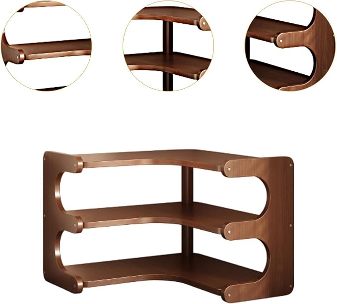Corner Desk Organizer Desktop Corner Organizer Shelf Desk Organizer Rack Cup Organizer Rack Efficient Wooden Suitable for Kitchen Office Home, 35x35x31cm