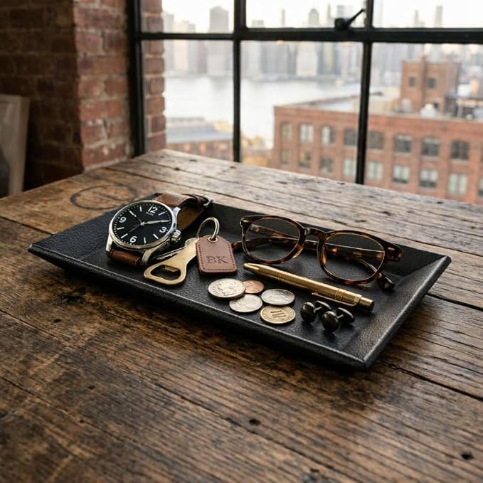Jewelry Tray ADO-PL045 Light Brown | Accessory Organizer, Change & Cash Tray, Card Holder, Desk Organizer, Small Item Holder