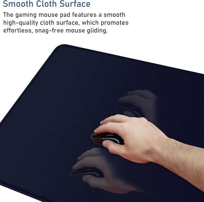 Large Gaming Mouse Pad with Stitched Edges, 47.3 X 23.6 in Desk Pad Durable Non-Slip Natural Rubber Base, Waterproof Computer Keyboard Mat for Esports Pros, Gamer, Desktop, Blue
