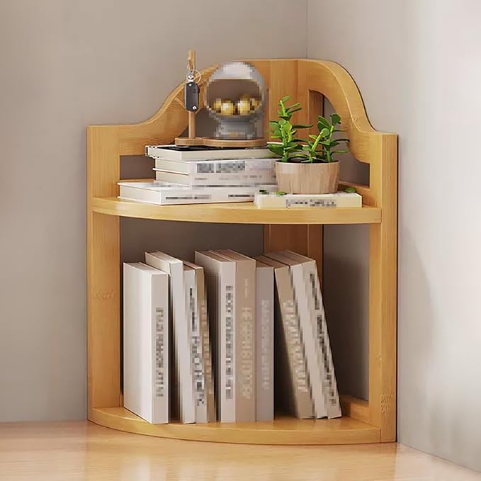 Desktop Bookshelf, Corner Shelf, Space-Saving Desk Storage Rack, Open Bookcase for Organization in Home or Office, 3-Tier Design