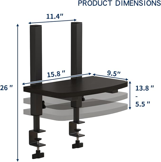 Adjustable Monitor Stand for Desk, Wood Texture Monitor Stand Riser with 4.15“-13” Height Adjustment, Sturdy Computer Monitor Stand with Anti-Tip Design, Laptop Stand & Desk Organizer, Black (Black)