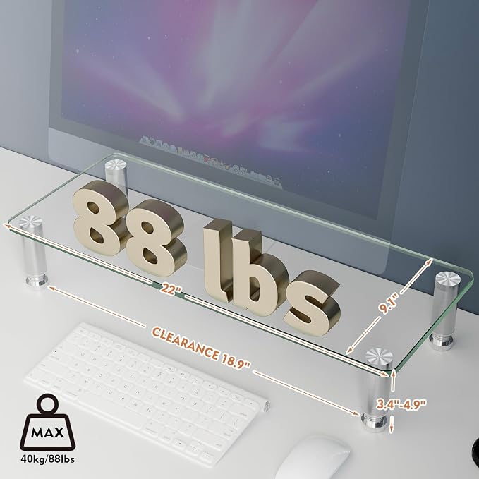 2 Pack Computer Monitor Riser with Height Adjustable Multi Media Desktop Stand for Flat Screen LCD LED TV, Laptop/Notebook/Xbox One,HD01T-201