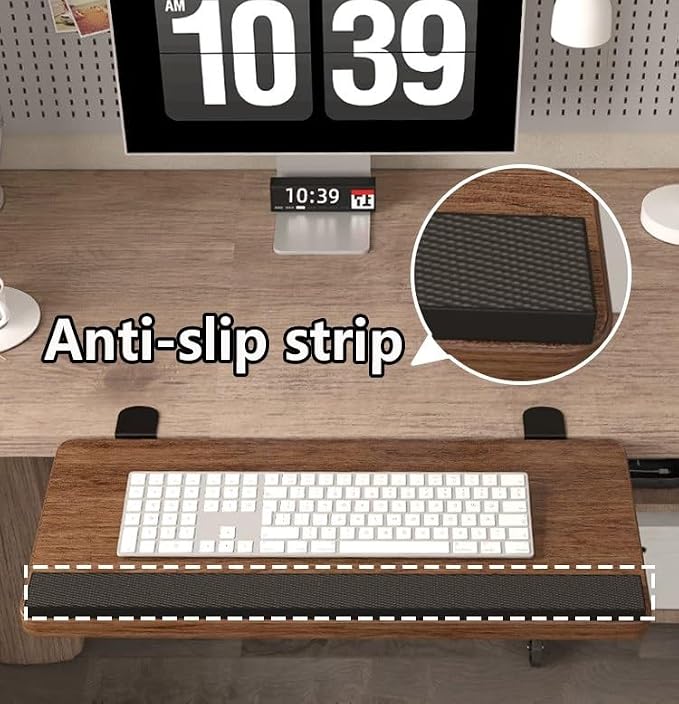 Desktop Extension Tray with Rounded Edges for Added Comfort,Three-Angle Adjustable Edge-Mounted Extension Tray,Sturdy Support,Versatile for Multiple Settings(Natural,60cm/23.6in)