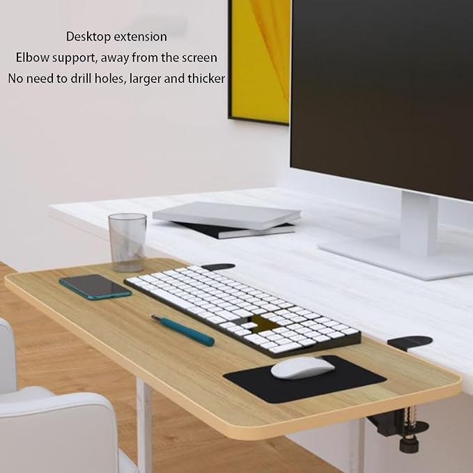 Expandable Tray Keyboard Shelf 90° No Drill Office Extension - Space-Saving Workstation Organizer for Home & Office Use (One Color 60x24cm)