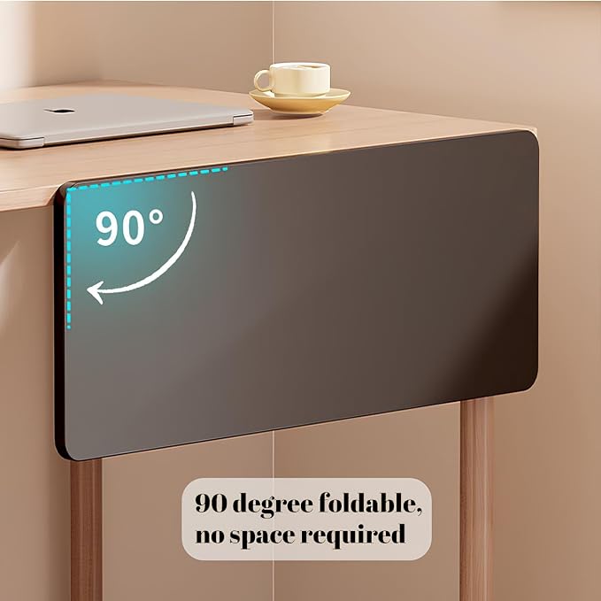Desk Extender Tray, Wall Mounted Folding Table for Small Spaces, Computer Keyboard Tray with Punch-Free Clamp, Foldable Desk Extension Board for Home Office(Wood Color,40 * 20cm/15.7 * 7.9in)