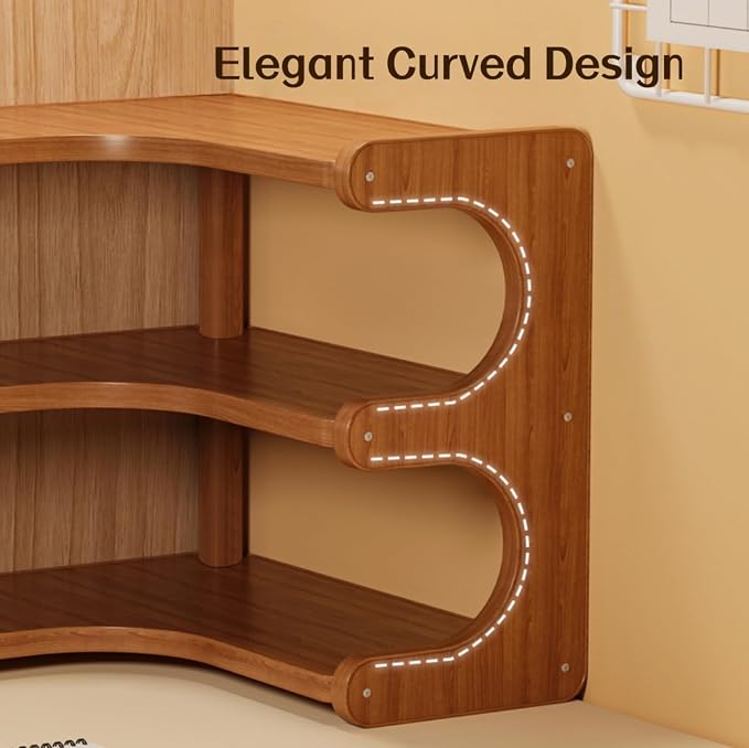 Corner Shelf for Desk, Multi-Tier Desktop Storage Rack, Utilizes Corner Space, Sturdy Display Stand for Books, Plants, Photos, Office Organization Accessories