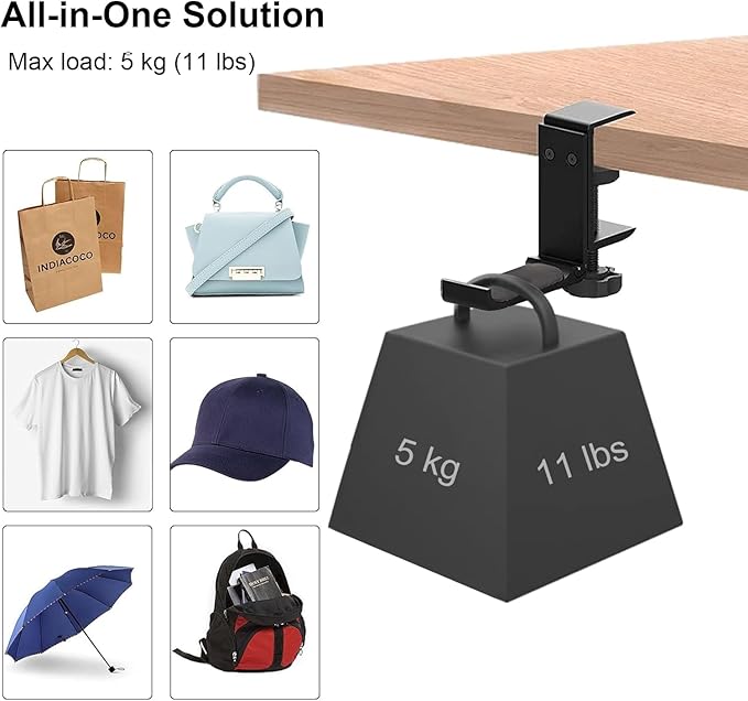 Aluminium Headphone Stand Hanger Under Desk, Foldable Headset Holder with Cable Organizer, Adjustable Clamp-On Headphone Hook, Non-Slip Desk Mount for Gaming Headphones, Bags & Accessories