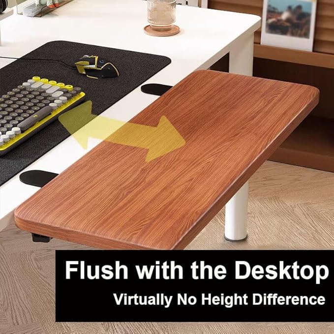 Ergonomic Wide Desk Tray,Invisible Installation Desk Extension Panel,Folds Flat For Storage,High Load Capacity,Ideal For Office And Home Use(White,40cm/7.9in)