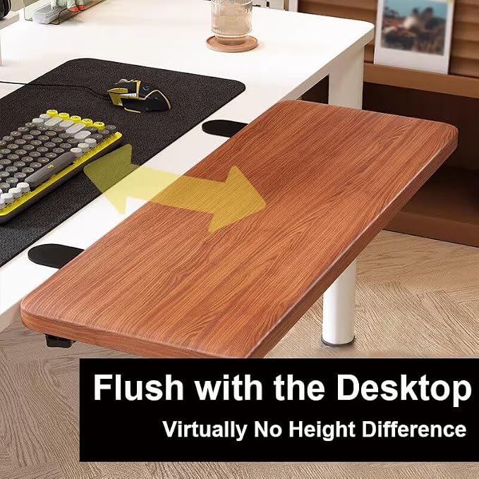 Ergonomic Wide Desk Tray,Invisible Installation Desk Extension Panel,Folds Flat For Storage,High Load Capacity,Ideal For Office And Home Use(Teak,60cm/23.6in)