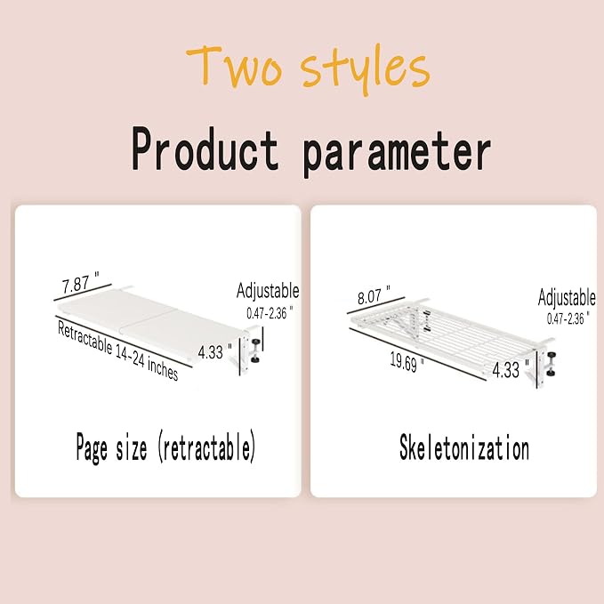 Desk Extender Side Table,Keyboard Tray,Desk Extender,No Drilling Installation，Carbon Steel Baking Paint，Can be Used for Desk Extension，Keyboard Tray Under Desk clamp (Page Payment)
