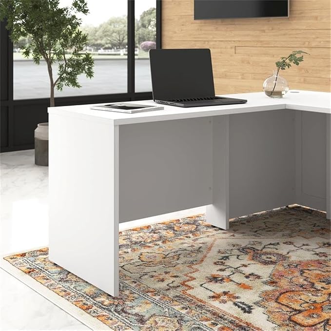Bush Business Furniture Hampton Heights 42W Computer Desk Return in White, Attachment for Right or Left-Handed L Shaped Work Surface