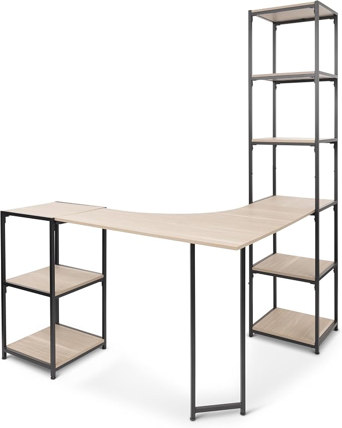 CB Home Square Corner Desk w/6-Tier Tower - Modular Shelving System Customizable with 30+ Free Combinations- Contract Grade Quality