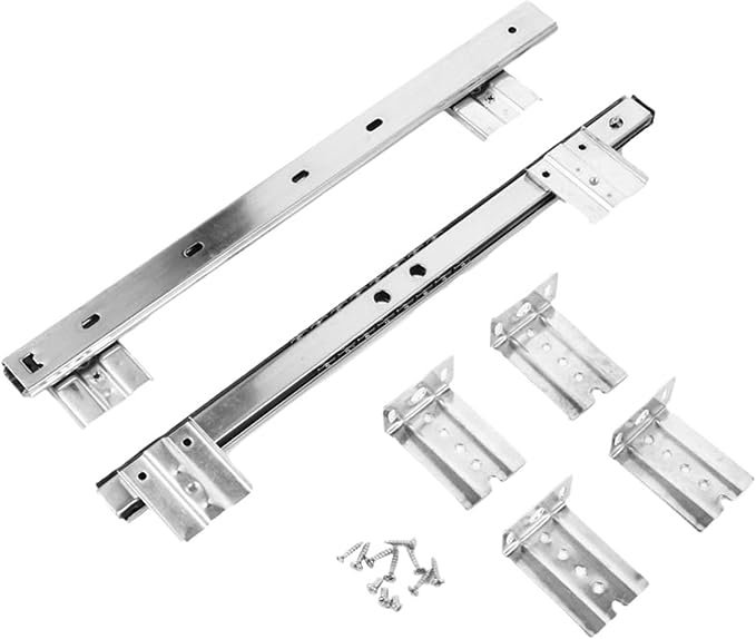Full Extension Side Mount Cabinet Runners Glides 1 Pair Keyboard Tray Desk Keyboard Drawer Rail Desk Tray Slide Rail Track Adjustable Steel Side Mount Suites Underdesk Computer