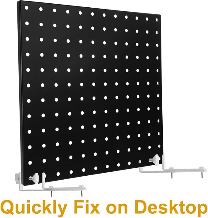 NUOBESTY T-Shaped Tabletop Pegboard Holder Clamp-on Desk Edge Bracket for Stable Pegboard Fixing No Drill Installation Metal Support for Workstation Organization