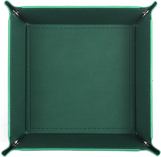 Valet Tray Desktop Storage Organizer – Vegan Leather Catchall Tray Bedside Vanity Tray Nightstand Caddy Holder for Remote Controller, Watch, Keys, Phone, Wallet, Coin, Jewelry, Midnight Green
