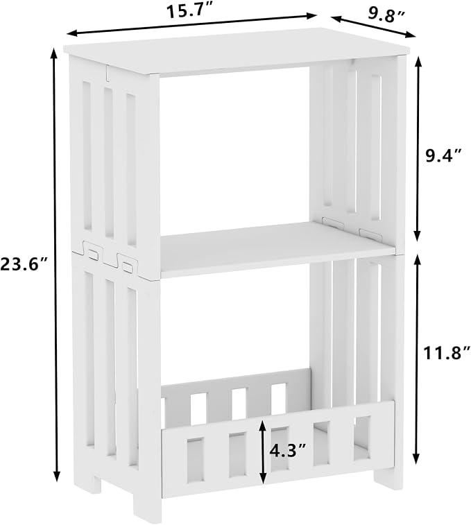 HAYOFAMY 3 Tier Side Table Night Stand, Narrow End Table with Display Shelf, Small Bookcase Bookshelf, Simple Bedside Table Storage Rack for Bedroom, Living Room, Office, Bathroom, White