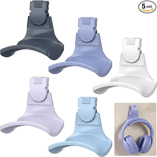 5 Set Fabric Wall Headphones Hook for Cubicle Organization Headset Stand for Desk Office Accessories Cubicle Decorations (Blue Series)