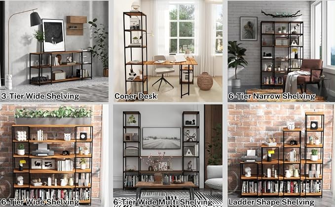 CB Home Square Modular Storage System (Black/Walnut, Corner Desk w/Open Shelves)