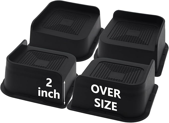 Bed Risers 2 inch Heavy Duty (Set of 4), Oversized Furniture Risers, Black Bed Lifts Risers for Table, Sofa, Chair, Couch, Desk, Bed Frame Risers Supports Up to 6,500 Lbs