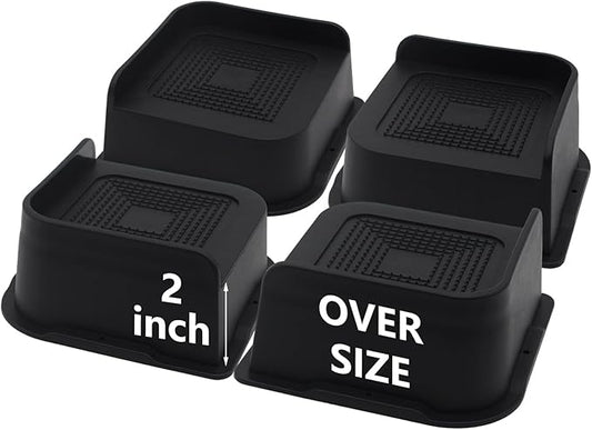 Bed Risers 2 inch Heavy Duty (Set of 4), Oversized Furniture Risers, Black Bed Lifts Risers for Table, Sofa, Chair, Couch, Desk, Bed Frame Risers Supports Up to 6,500 Lbs