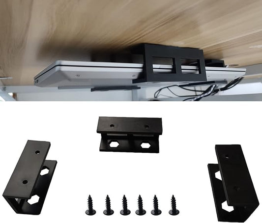 PIAOLGYI 3 Pcs Plastic Under Desk Laptop Holder Mount with Screw,Under Desk Laptop Mount Bracket,Add On Under Table Laptop/Keyboard Storage（3 Pcs）