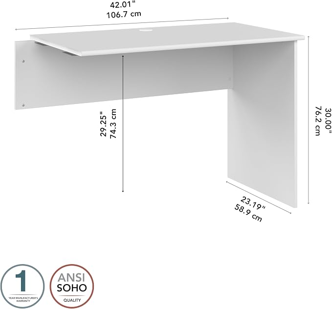 Bush Home Cabot 42W Shell Desk Return in White