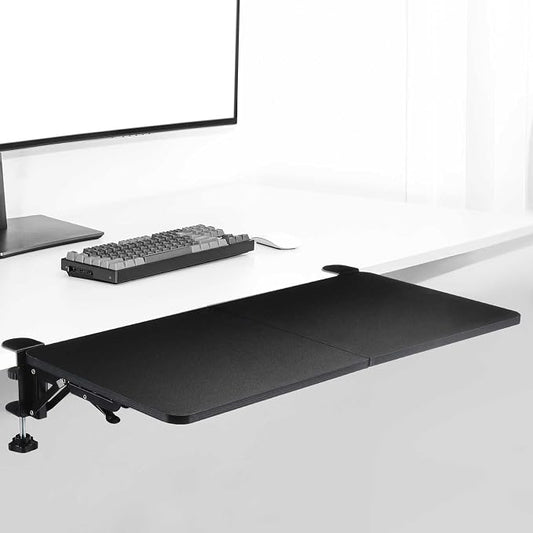 Yaocom Foldable Desk Extender 30 x 12 Inch Keyboard Tray Keyboard Extender for Desk Table Mount Arm Rest Shelf Foldable Drawer Tray for Dorm, Office, Kitchen Bar, RV Countertop, Black