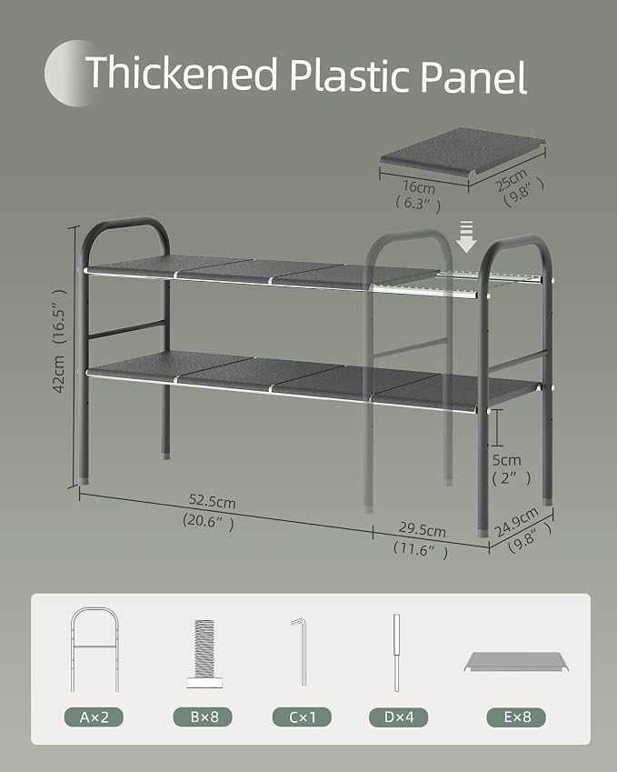 NETEL 2 Pack Under Sink Organizers and Storage,Expandable Under Cabinet Organizer Shelf with 8 Removable Panels,Expandable Shelf for Cupboard,Kitchen,Bathroom,Shoe Storage Rack