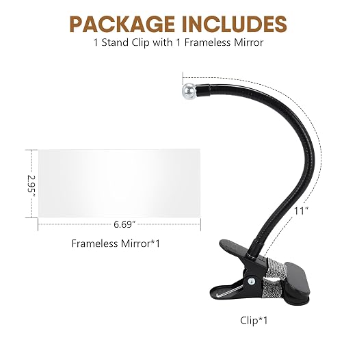 Clip-on Mirror for Desk Convex Rear View Mirror Office Cubicle for Personal Safety Monitor Computer to See Behind You Flexible Gooseneck Rectangle 6.69"x2.95" Frameless