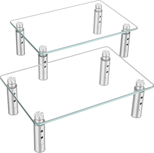 Hemudu 2 Pack Monitor Stand Riser, 3 Height Adjustable Laptop Stand Riser, Monitor Stand Riser for PC, Computer, Laptop Clear HD06T-201