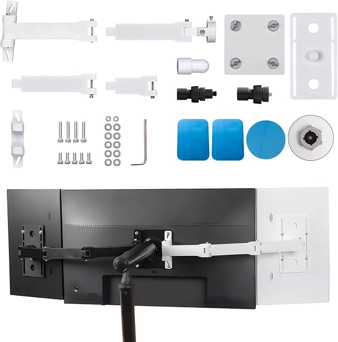 3D-Printed Portable Monitor Extension Arm, Side/Top Mount for Tablets, Phones & 7–18" Portable Screens, VESA 75x75 Compatible (White, About)