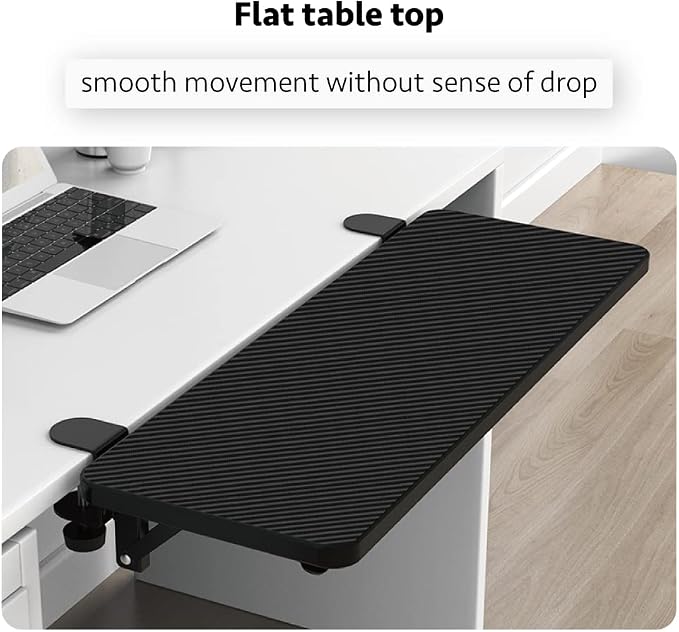 Ergonomics Desk Extender Tray, Suitable for Office. Foldable, Punch-Free Clamp on.Computer Keyborad Tray, Desk Extension Board.(25.2"*9.45"(64cm*24cm), Carbon)
